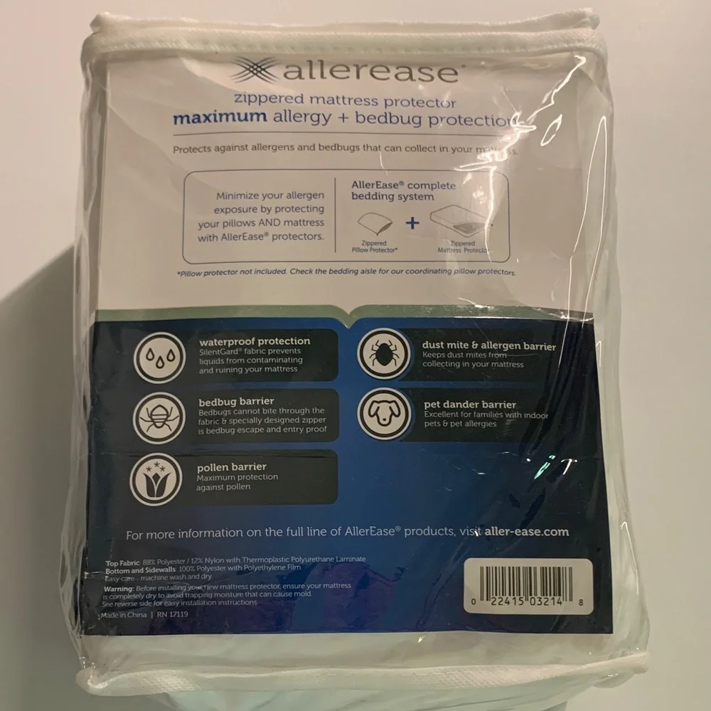 AllerEase Maximum Protection Zippered Mattress Protector - White